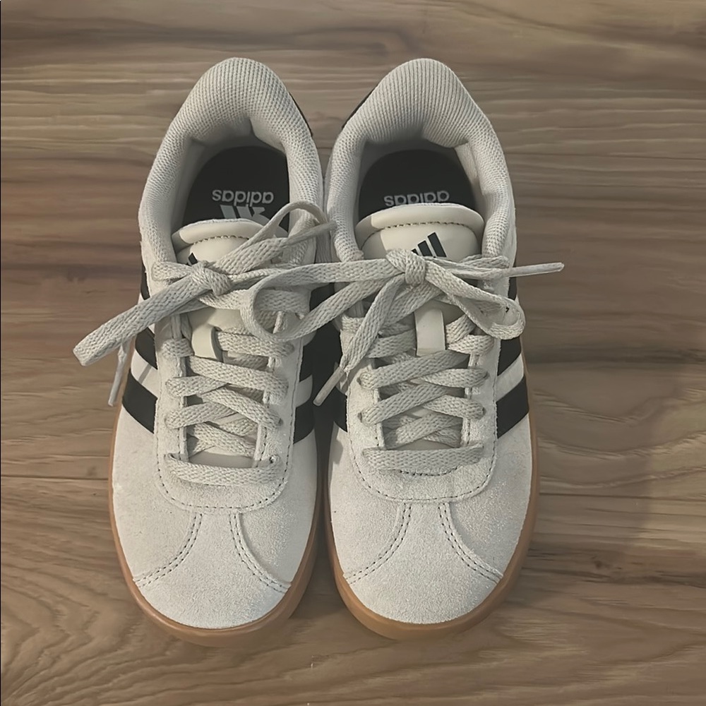 adidas Kids White & Black Suede Sneakers